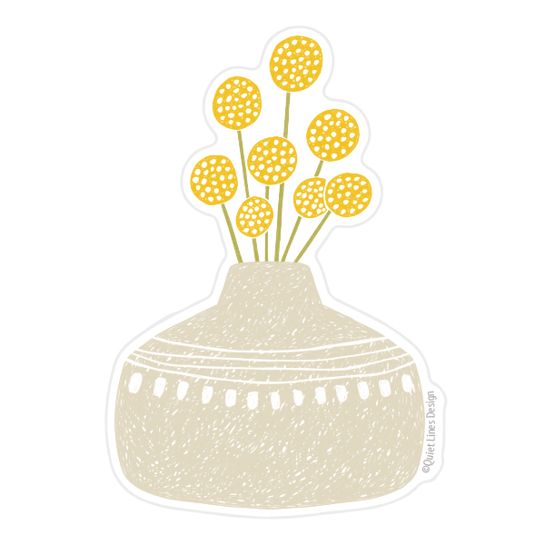 Craspedia Flower Vase Sticker